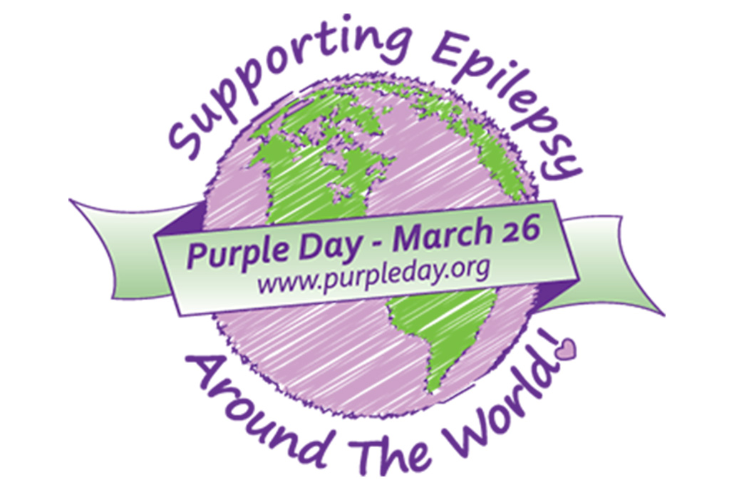 World Epilepsy day. March 26. Realistic purple ribbon symbol