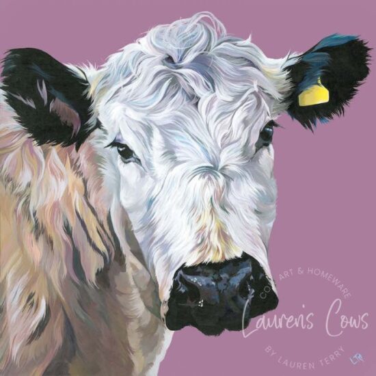 British White Cattle Painting by Lauren