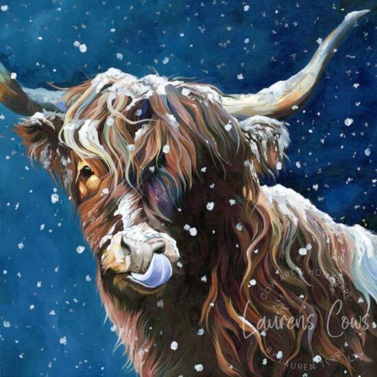 Highland Cow in the Snow Art Print