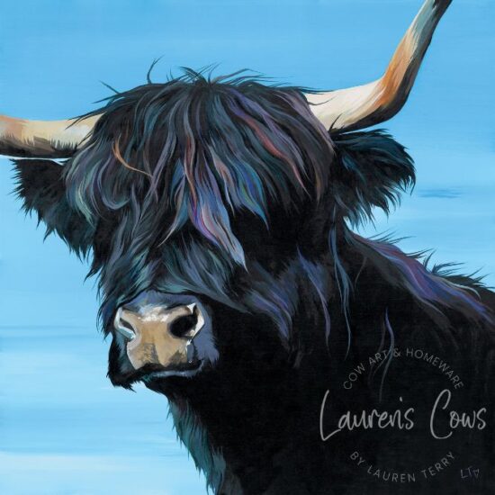 Black Highland Cow Art Print