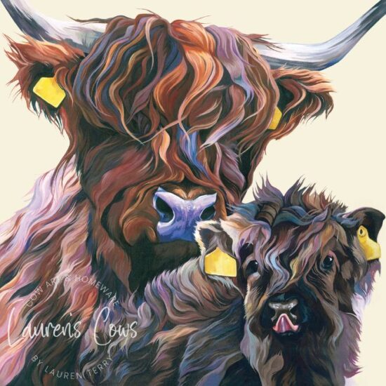 Highland Cow and Calf Artwork by Lauren Terry