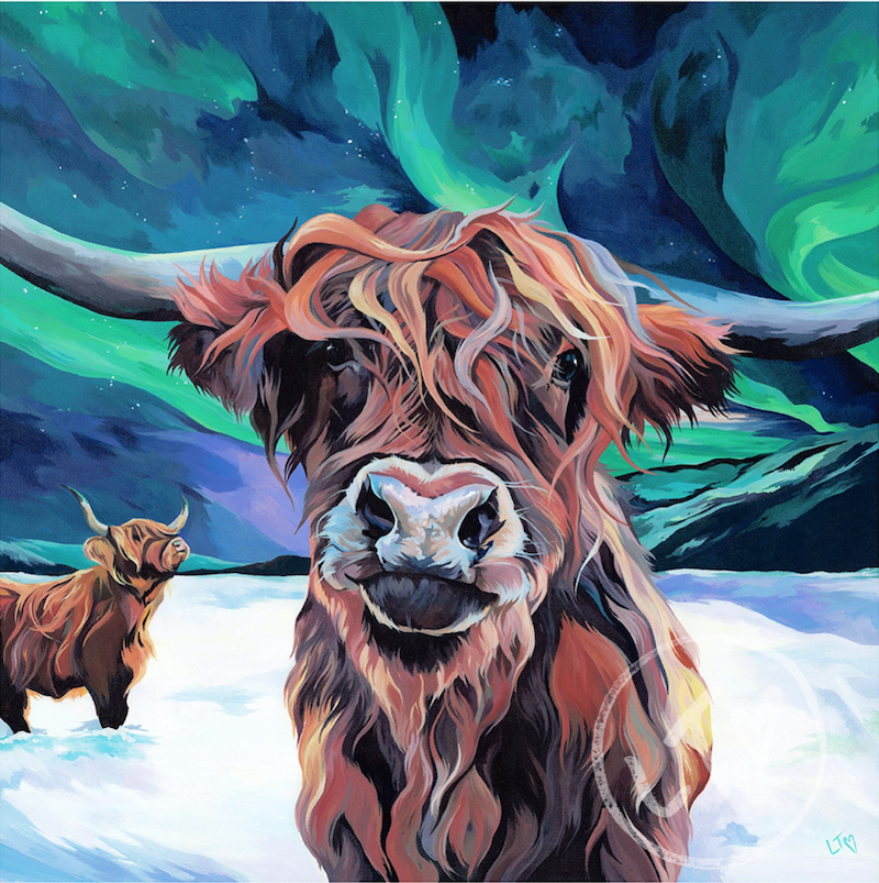 highland cow christmas lights