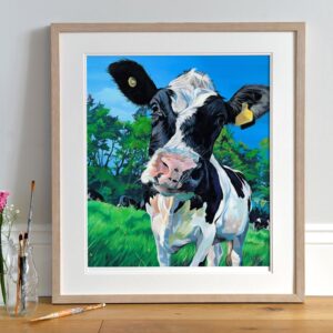 Friesian Cow art print Light Frame