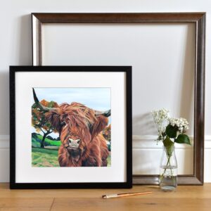 Highland Cattle in field painting